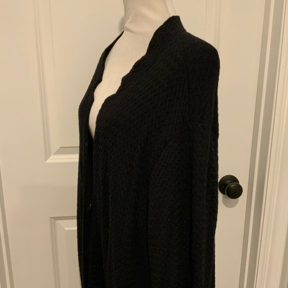 Eileen Fisher Woman Black Waffle Knit Wool Blend Long Cardigan Sweater 2X - Picture 5 of 13